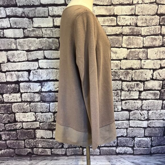 Chico's Taupe Long Sleeve Decorative Lace Front Jacket Size L - Picture 8 of 9